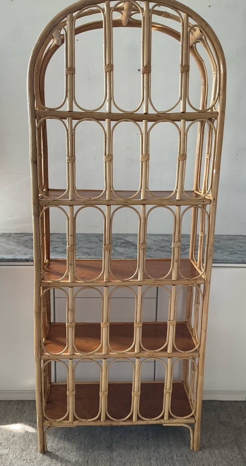 1960s-70s rattan shelf