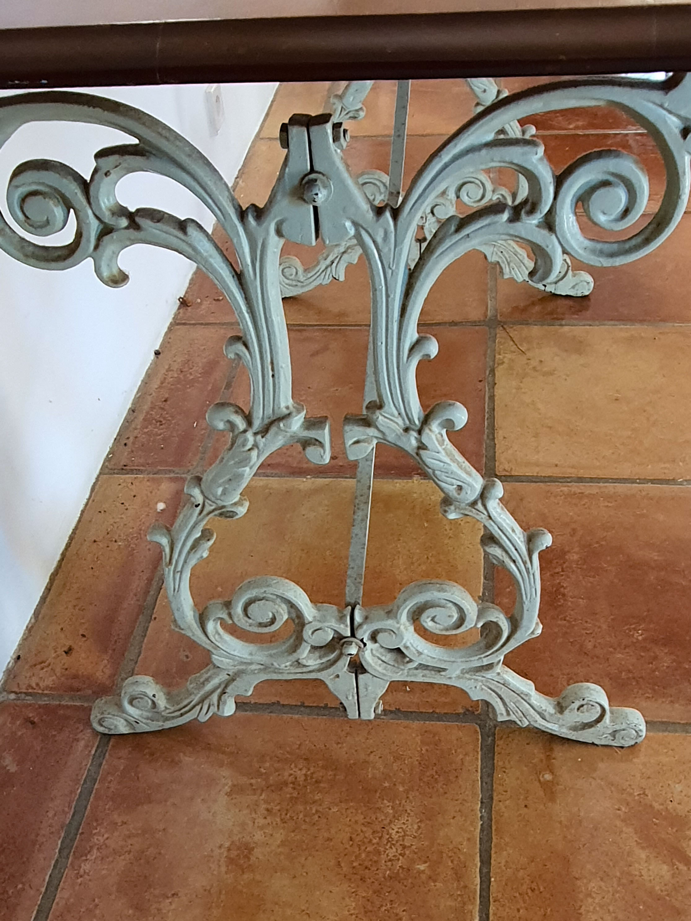 Bistro dining table - wood and wrought iron