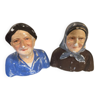 Couple bust in plaster