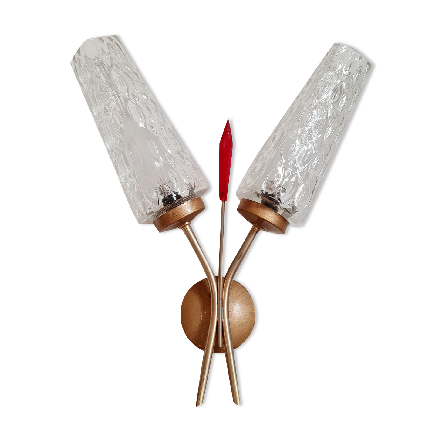 Glass and brass wall lamp 50s