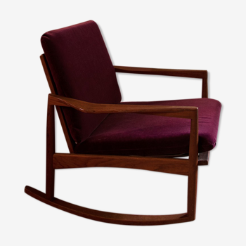 Rocking-chair en teck des années 50