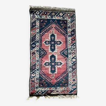 Old handmade pure wool rug circa 1960 - Türkiye Dosemalti