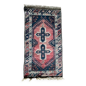 Old handmade pure wool rug circa 1960 - Türkiye Dosemalti