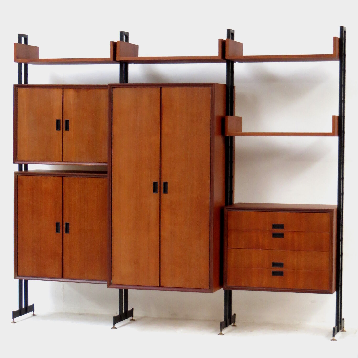 Mid century freestanding roomdivider wall unit system in teak, 1960s