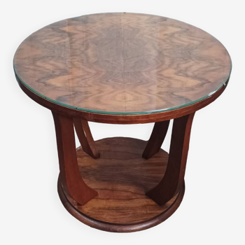 Art Deco pedestal table side table in burr walnut