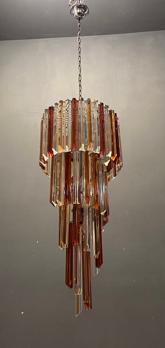 Italian Murano Glass Prism Spiral Chandelier