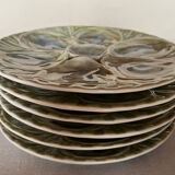 Set of 6 old Bordello Pinheiro oyster plates
