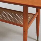 Vintage teak coffee table with double caned top 1960 Denmark