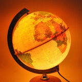 Globe earth world map bright wood wood chromed design vintage design