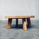 Brutalist Oak Round Coffee Table from Meubelfabriek Oisterwijk, Netherlands, 1960s