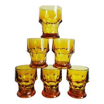 6 vintage amber glasses made in Italy