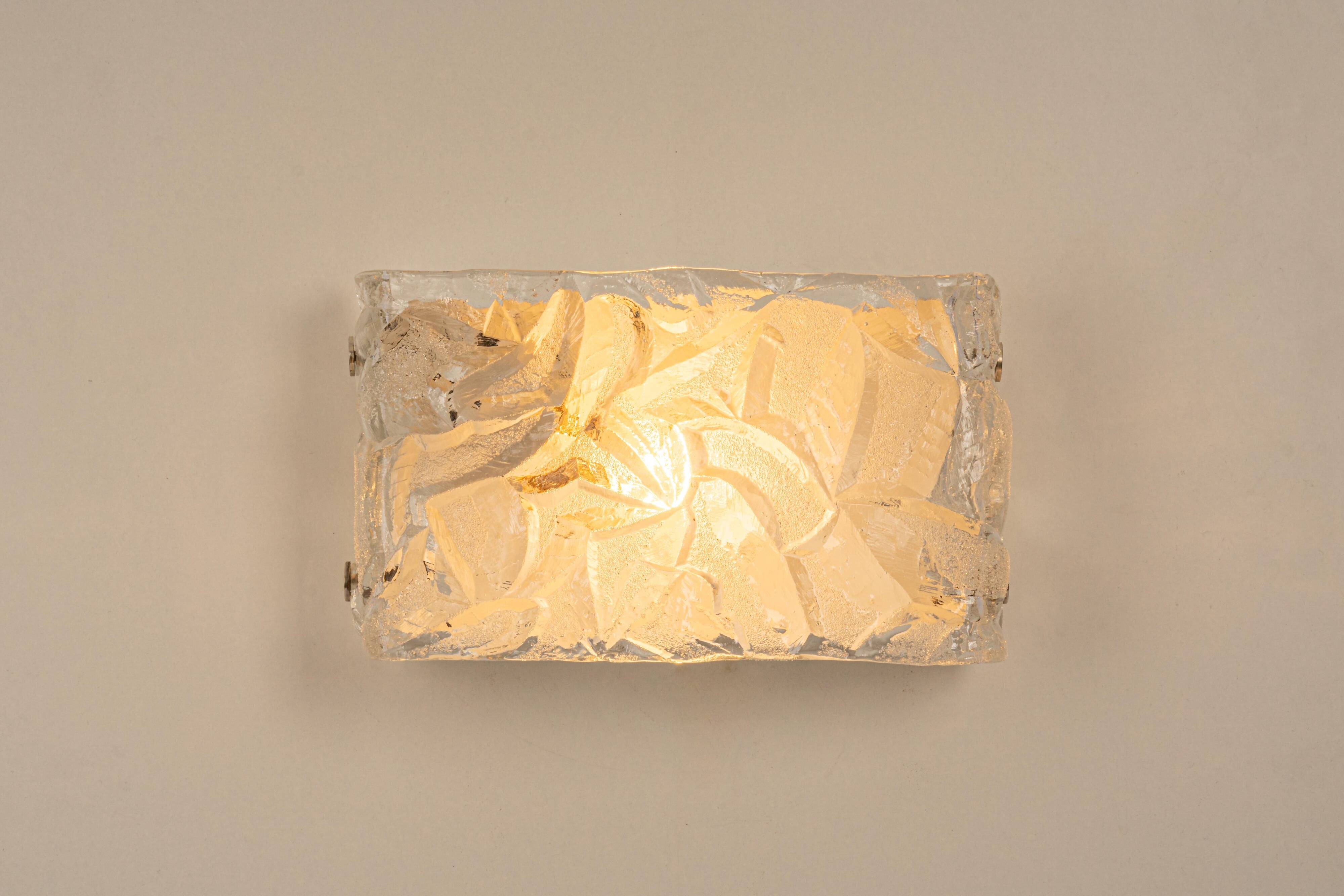 Pair of Murano glass wall sconces by Kaiser, Germany, 1970s.