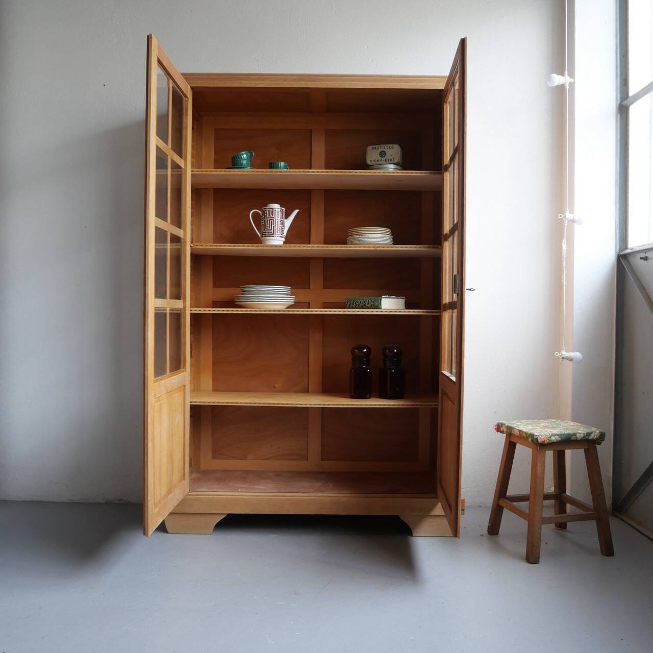 Antique oak display cabinet