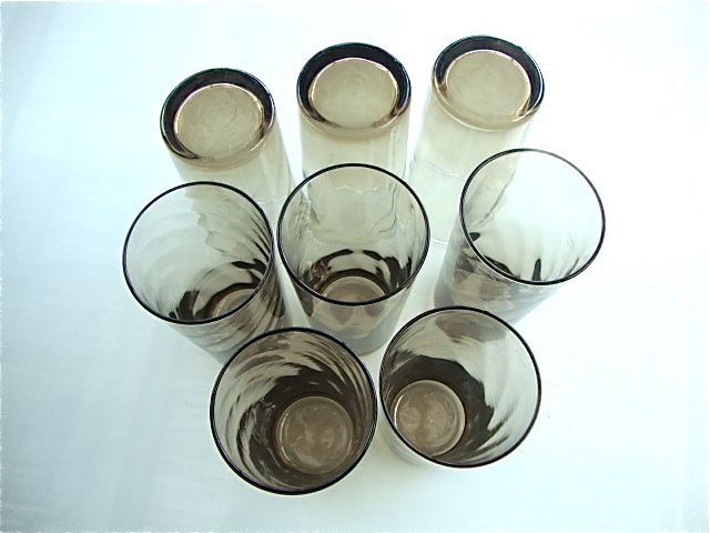 Set of 8 vintage shaded brown glasses