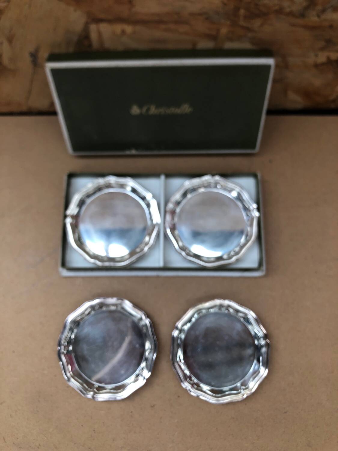 Series of 4 old christofle cups vintage silver metal