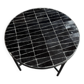 Round coffee table in black zellige – 60 cm artisanal Moroccan design
