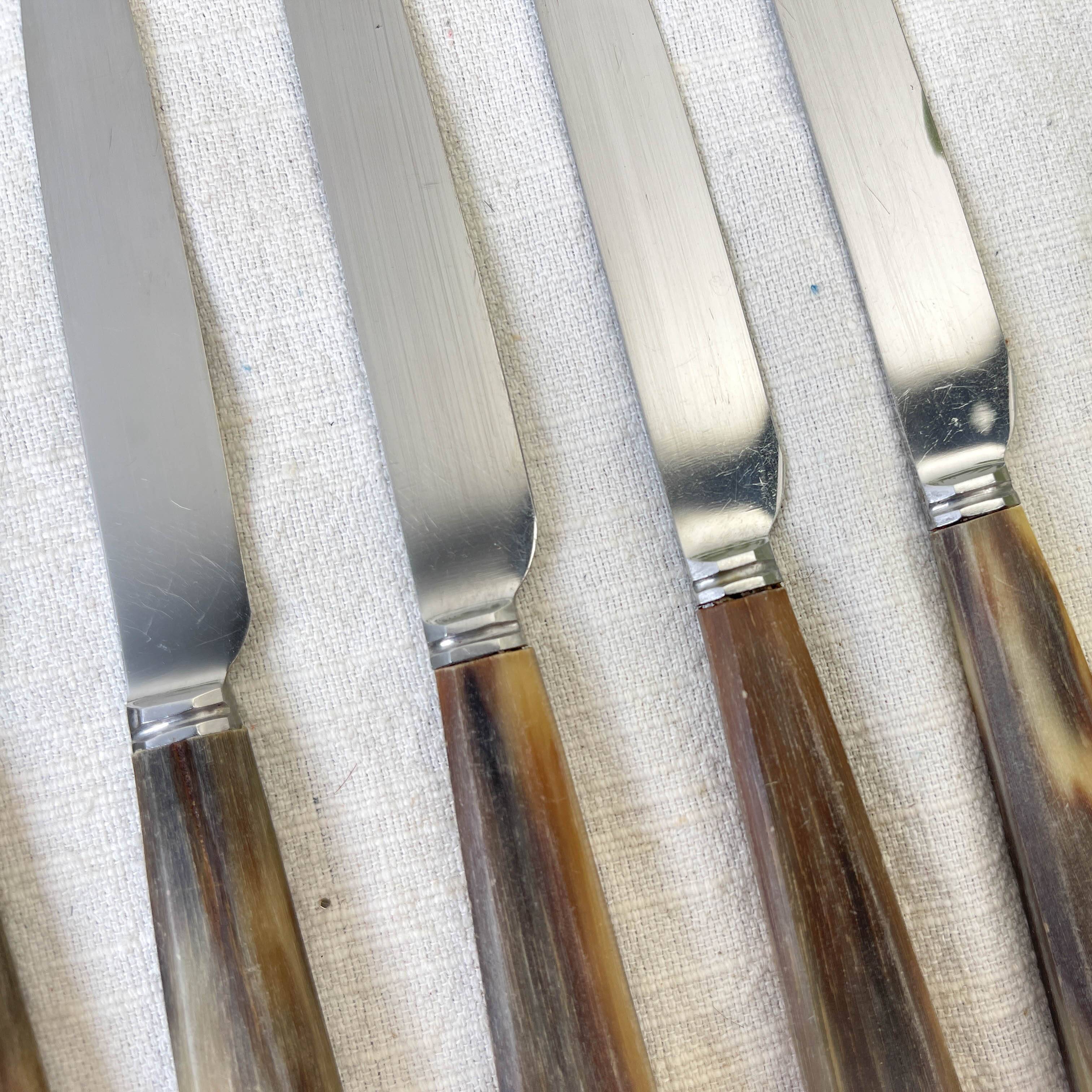 6 Vintage Horn Dessert Knives