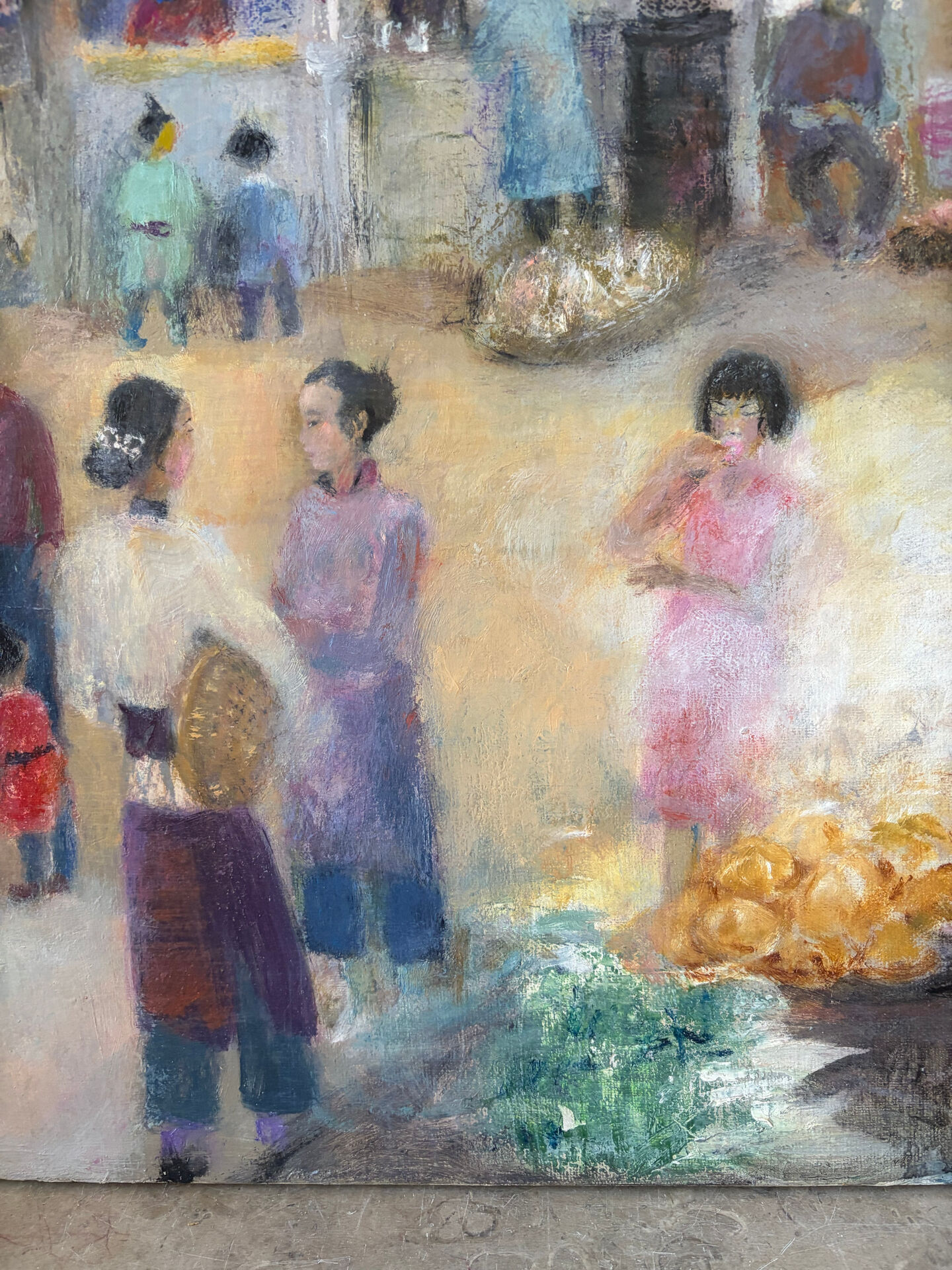 Scène de rue chinoise, huile sur toile signée