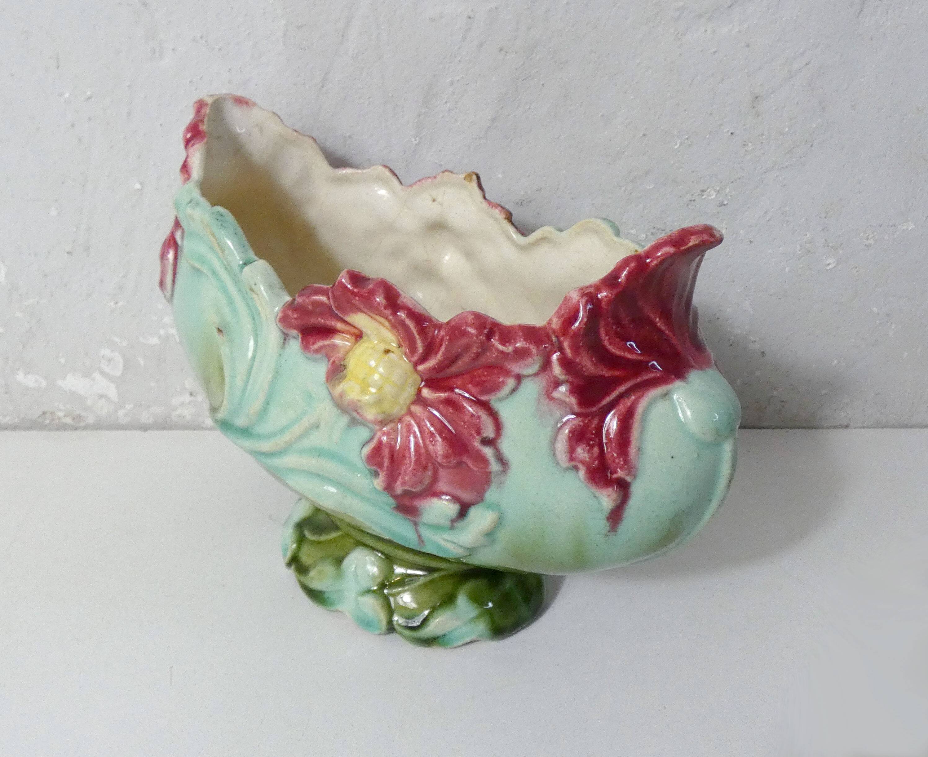 Old barbotine small earthenware planter