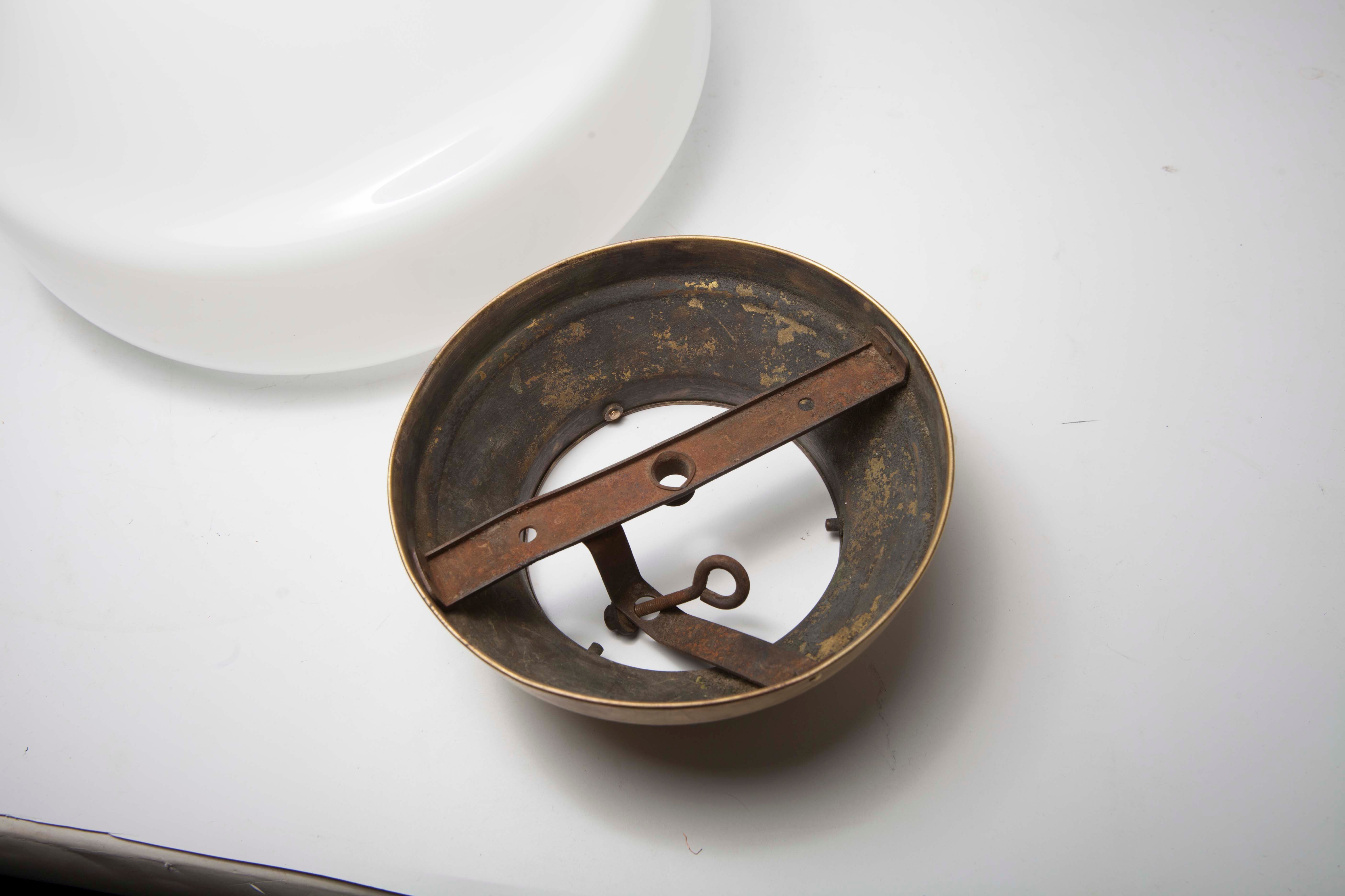 Globe opaline and brass plafon d30cm