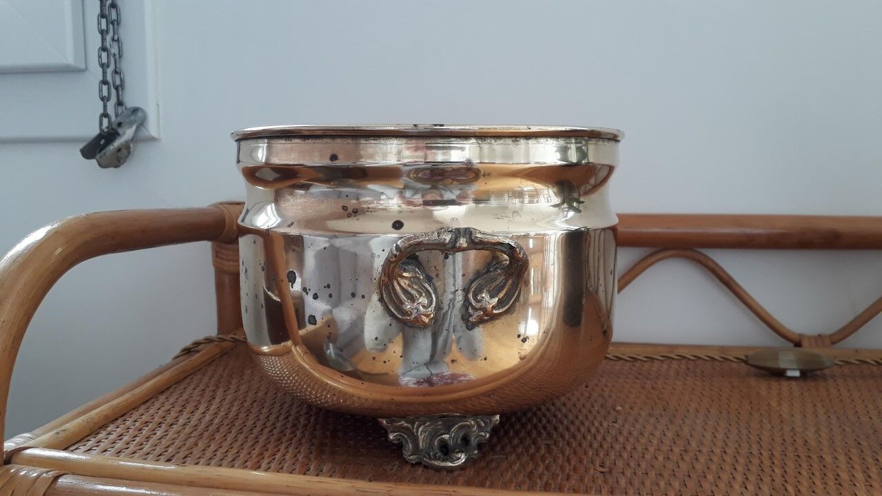 Old gold copper pot cover