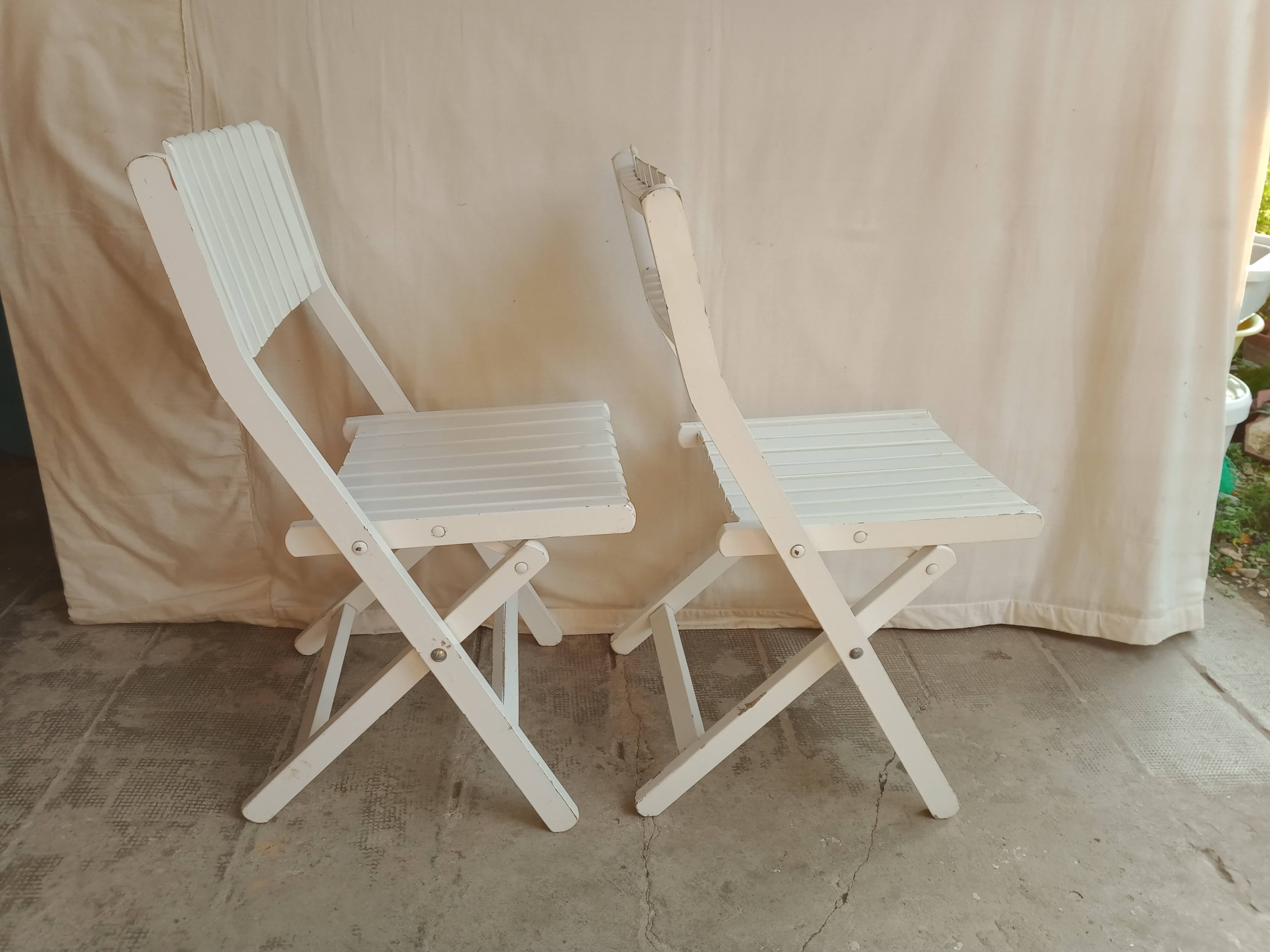 Vintage garden furniture R Gleizes in white painted wood