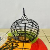 Vintage black metal egg basket