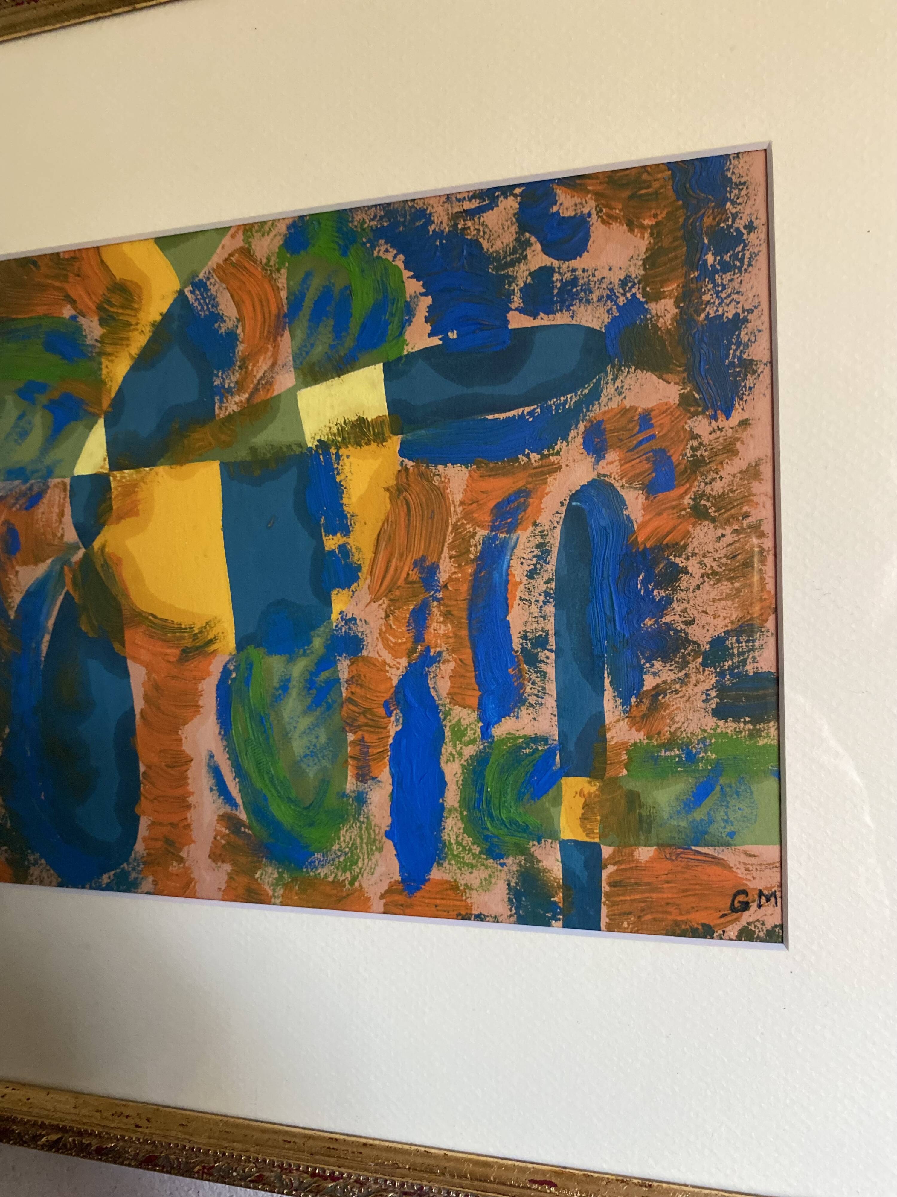 Oil on paper, wooden frame, glass