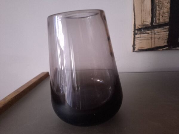 Vase en verre soufflé maître verrier  Claude Morin , 1978