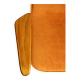 Vintage Lounge Chair Burt Orange by J. Chierowski, 1960, Scandinavian Design Velvet Fabric