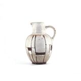 White vintage vase or pitcher with brown lines