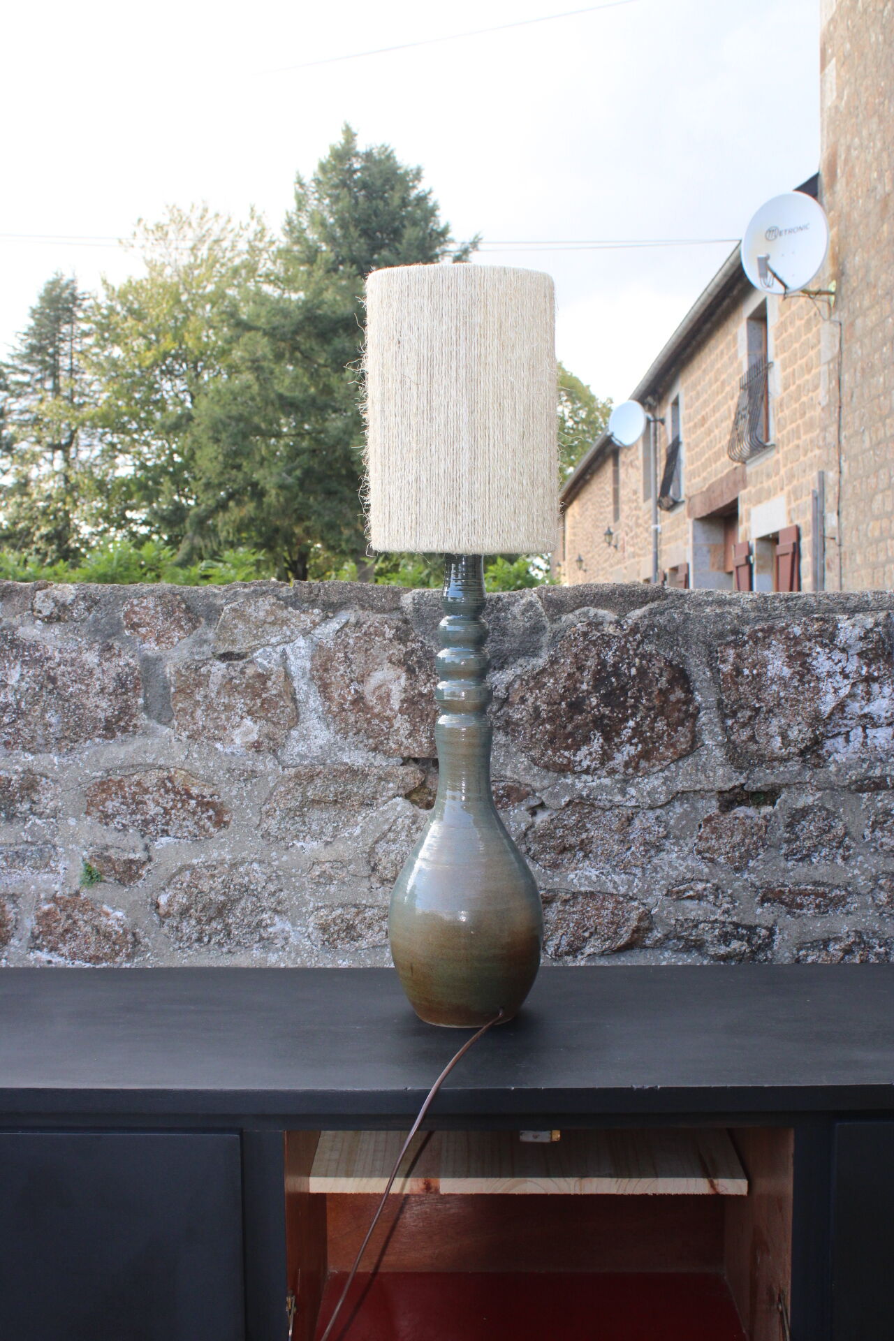 Ceramic lamp and rope shade