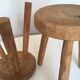 Pair of tripod stools of farm in raw Elm