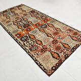 Light Green & Orange Tribal Turkish Kilim Rug, 141x305Cm