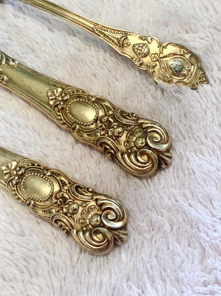 Golden cutlery in vermeil Style Louis XIV Period Napoleon III 19th century