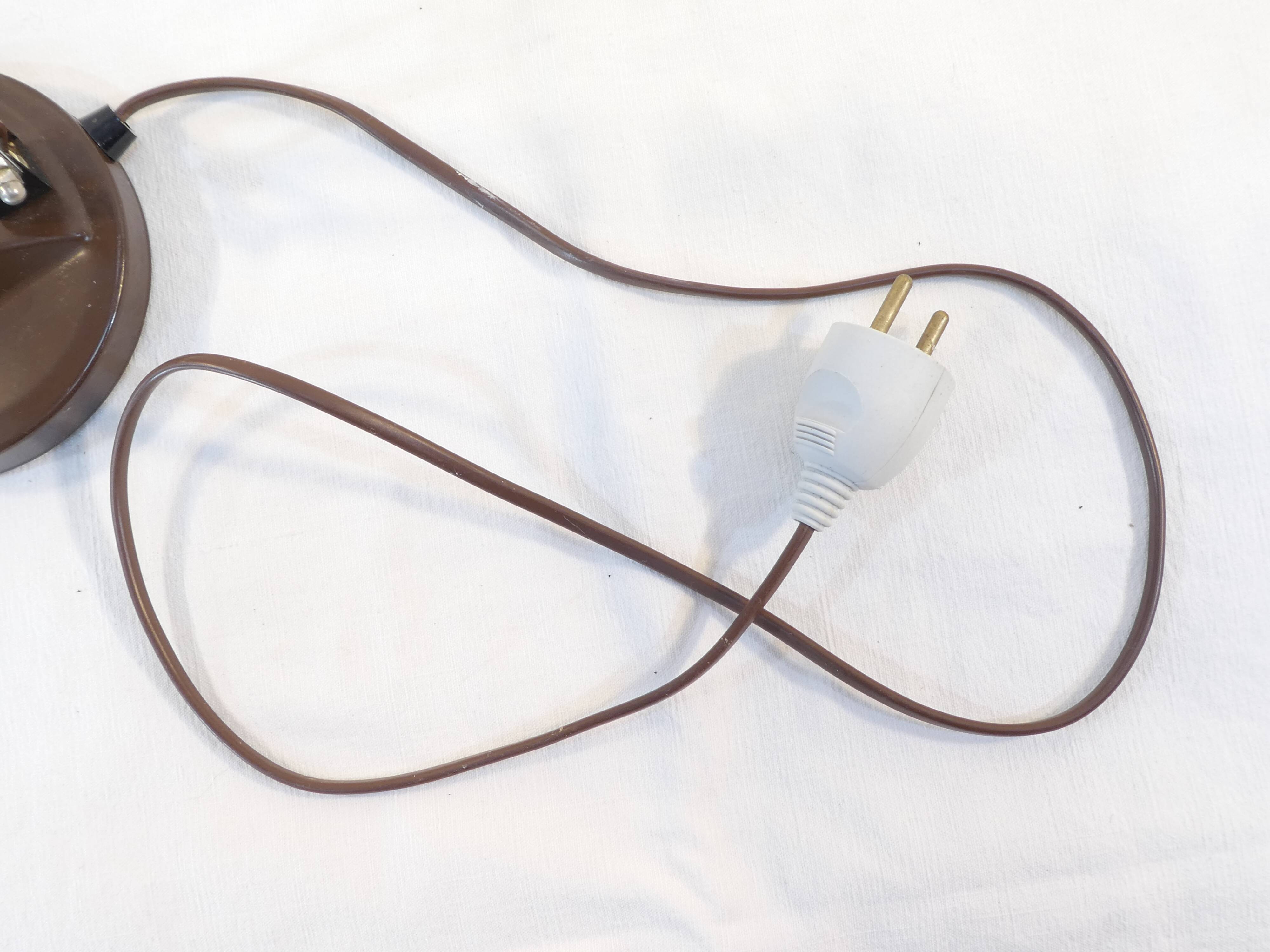 Vintage articulated desk lamp in brown metal and chrome years 60/70