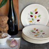 Seven vintage plates in fine earthenware from Gien service Gentilly