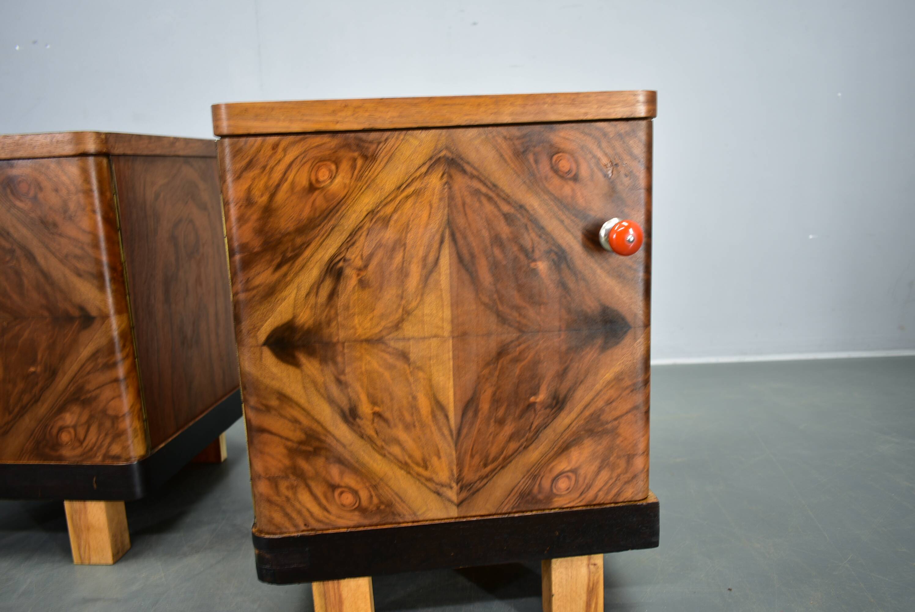 1938s pair of Art Deco bedside tables, Czechoslovakia