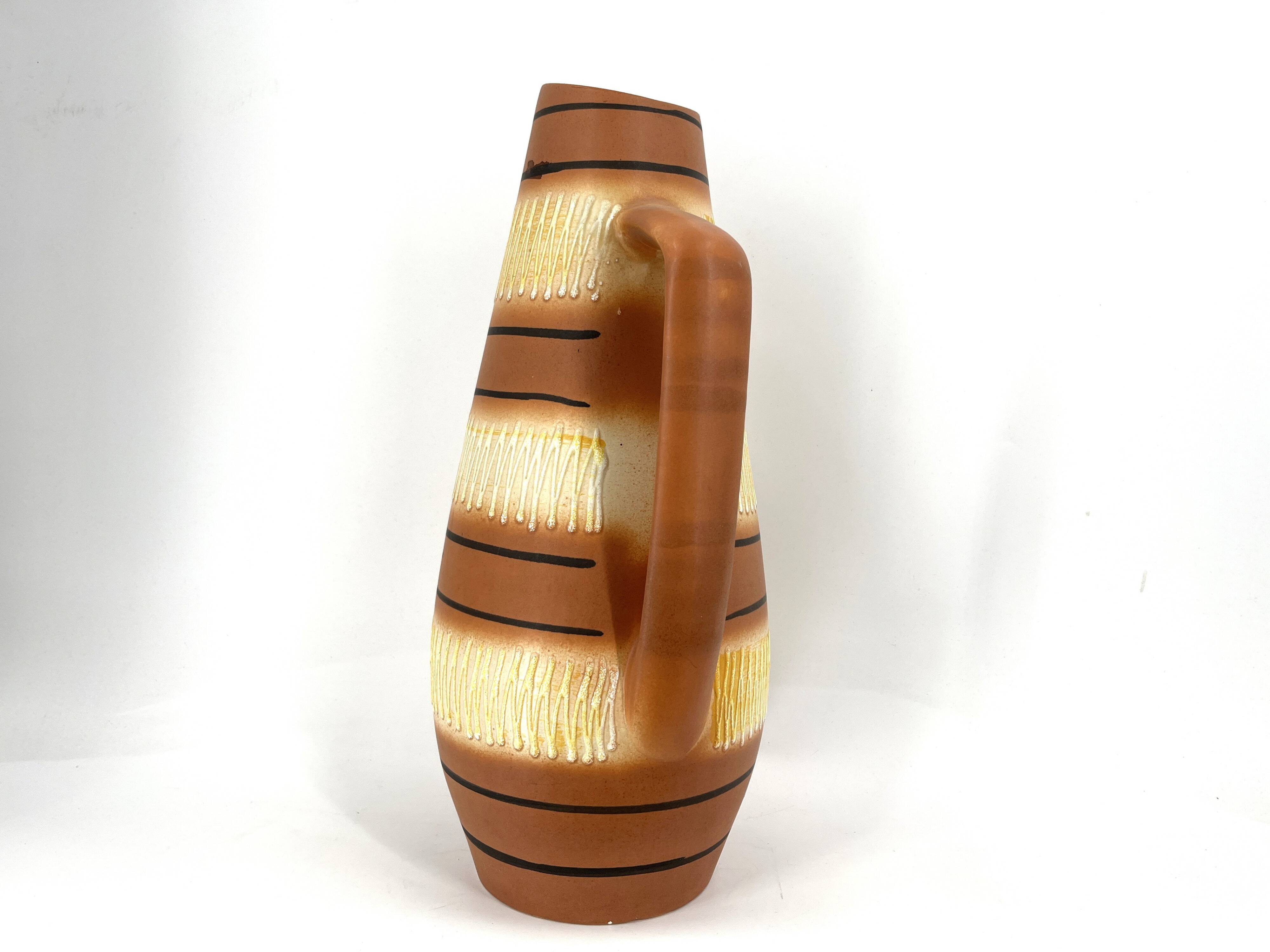 Vintage Scheurich Keramik beige and brown vase, 1960s