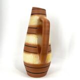 Vintage Scheurich Keramik beige and brown vase, 1960s