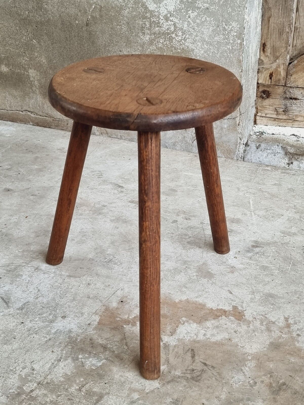 Vintage stool side table oak wood