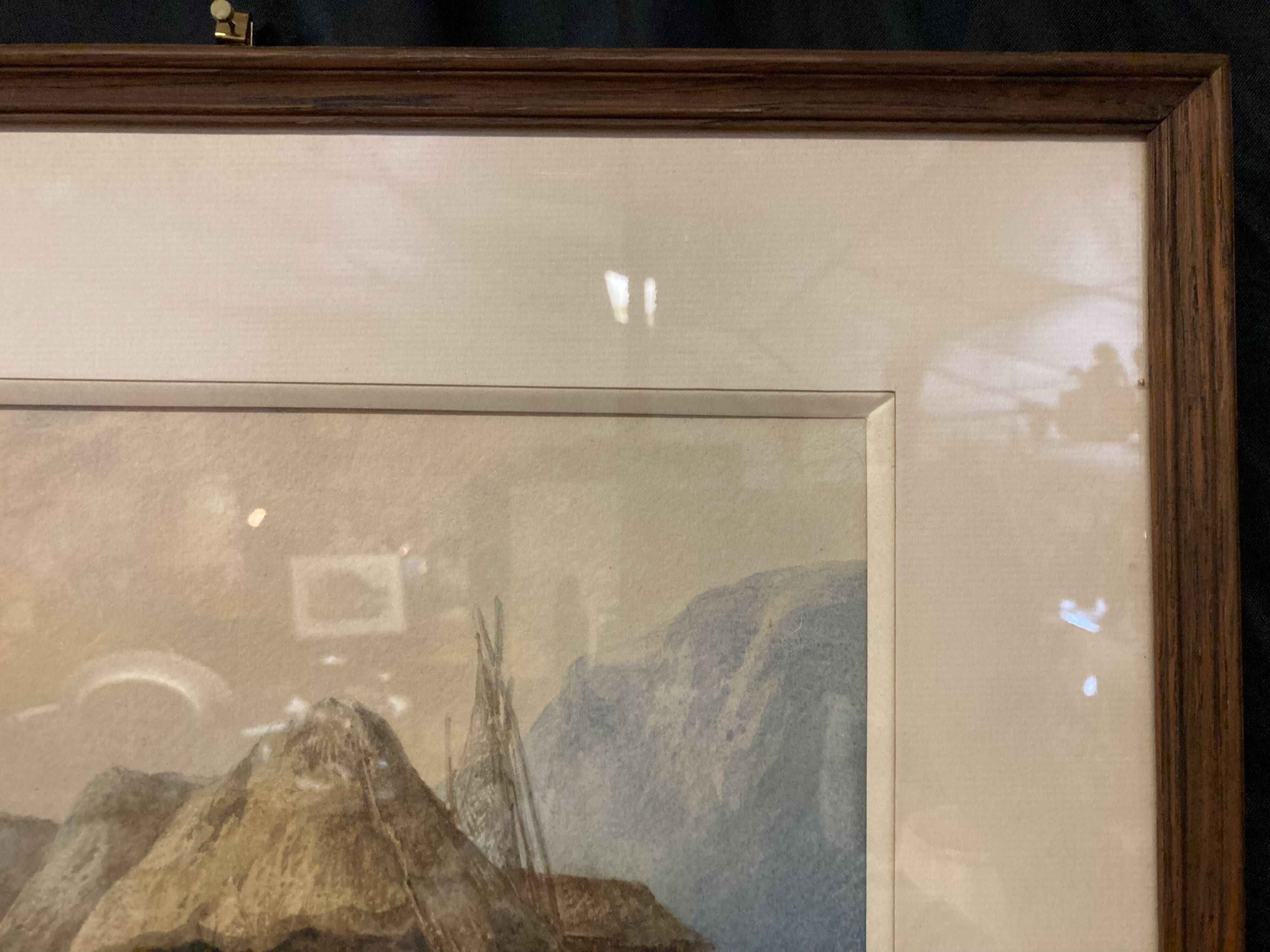 Eugène BOURGEOIS (1855-1909), The Cabestan, framed watercolour 19th century