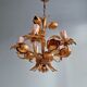 Lustre italien en métal doré, 5 points lumineux, 1970