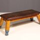 Authentic industrial leather Gym bench, 1950s, Czechoslovakia