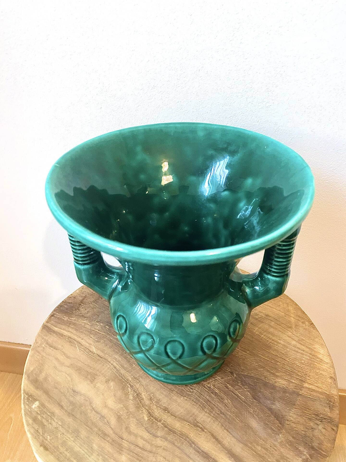 Green Vallauris ceramic vase