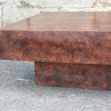 Table basse Loupe d'orme vintage 70
