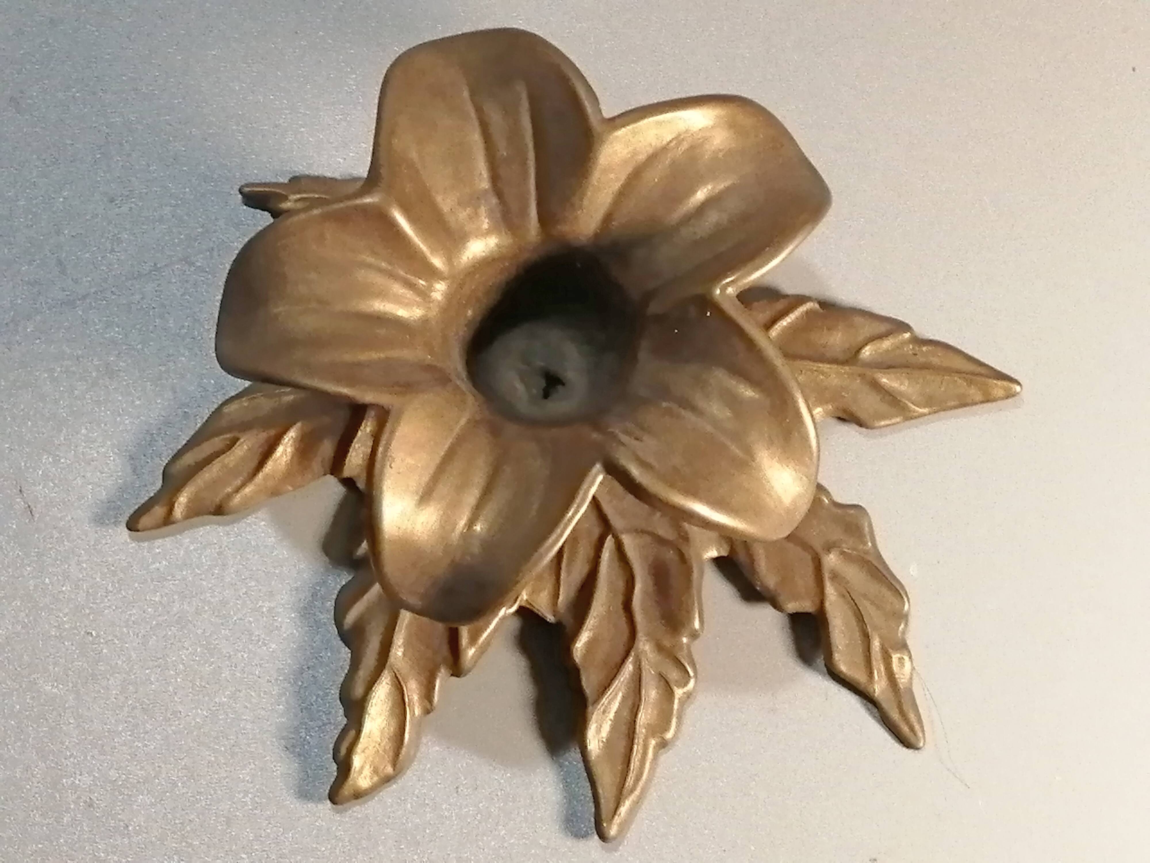 Vintage flower brass candlestick