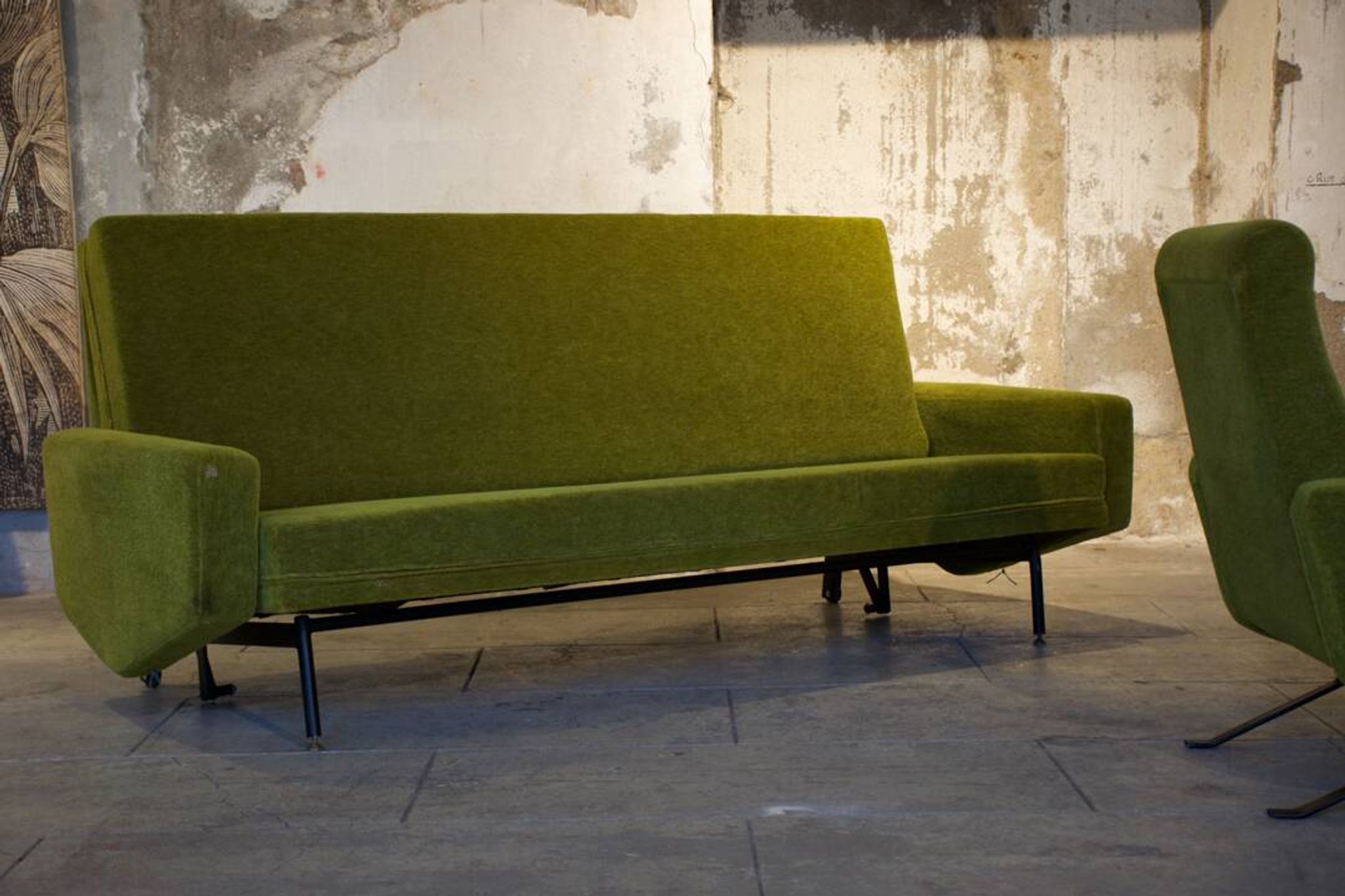 Set de salon canapé - 2 fauteuils design 1960 par Paul Geoffroy Troika Airborne