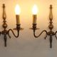Pair of Double French Vintage Bronze Effect Metal Flemish Wall Lights