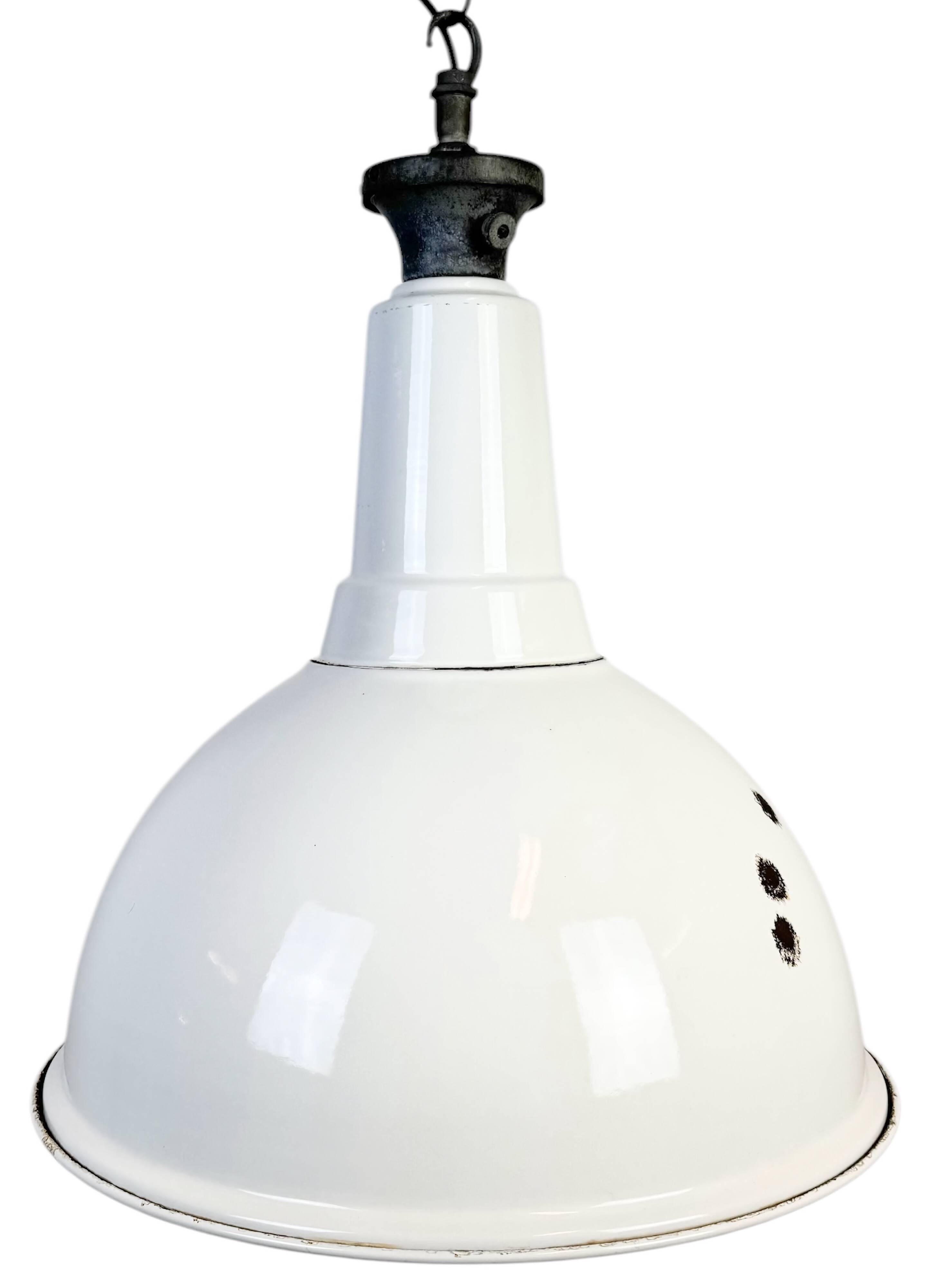 Large Industrial British White Enamel Pendant Lamp from Benjamin, 1960s